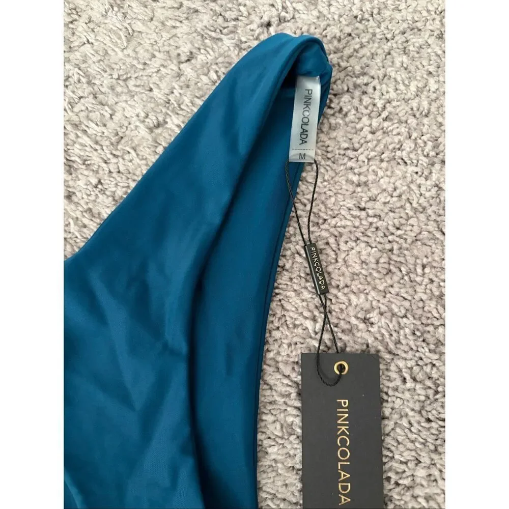 NWT PINKCOLADA Maldives Bikini Bottoms Size Medium in Midnight Teal